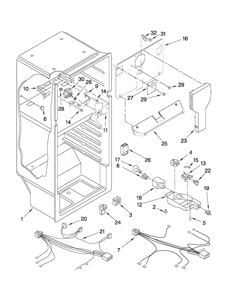 Liner Parts Diagram and Parts List for A6TXNWFXB00  Amana Refrigerator