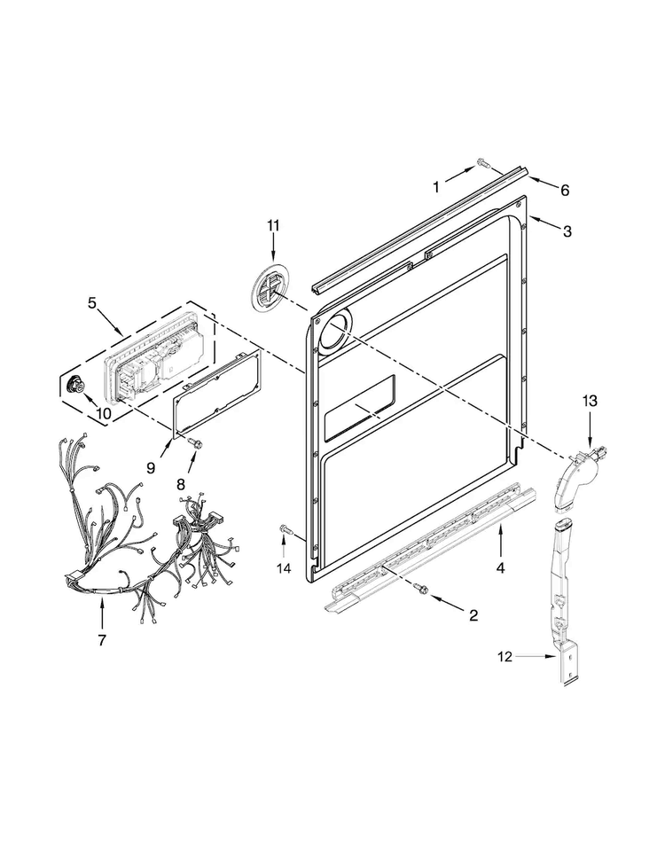 Inner Door Parts Diagram and Parts List for JDB8700AWP3  Jenn-Air Dishwasher