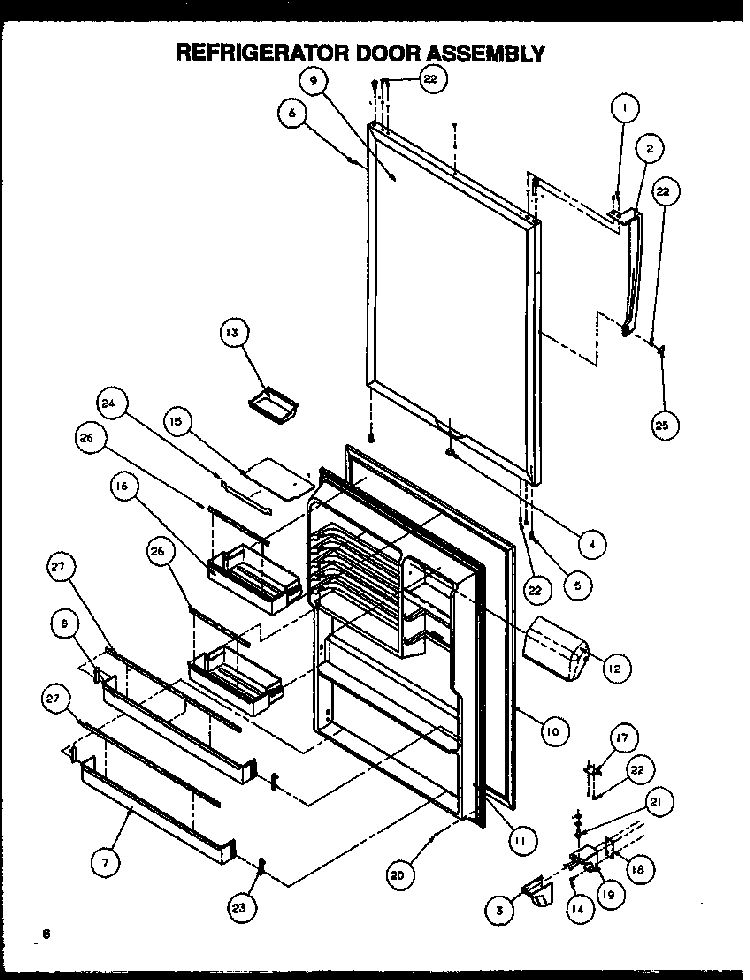 Refrigerator Door Assembly Diagram and Parts List for TA18R2L-P1158306WL  Amana Refrigerator