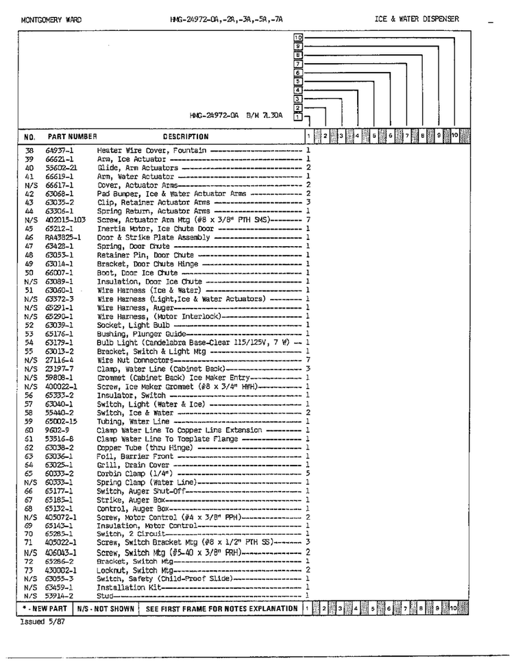 Ice/water Dispenser Page 3 Diagram and Parts List for 24972A  Admiral Refrigerator