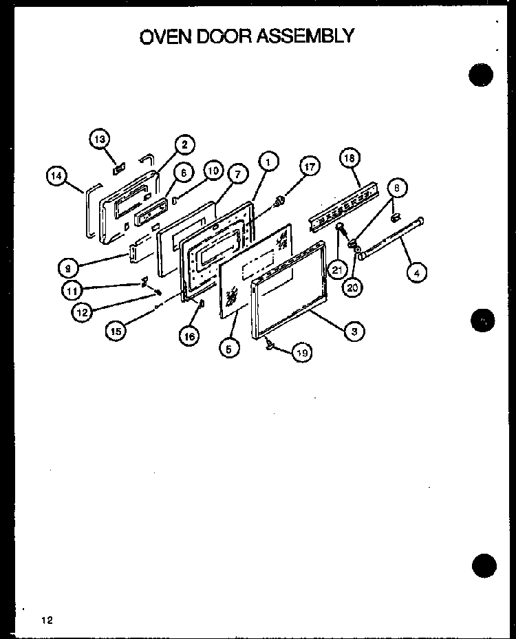 Oven Door Assembly Diagram and Parts List for RST308UL-P1130723NL  Caloric Range