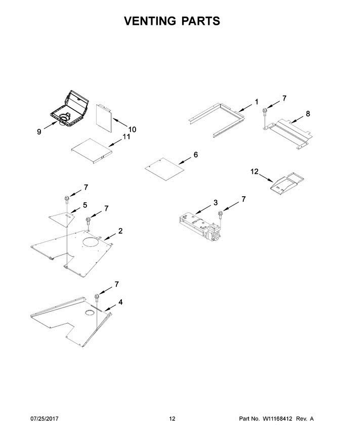 07 - Venting Parts Diagram and Parts List for JLRP548WP01  Jenn-Air Range