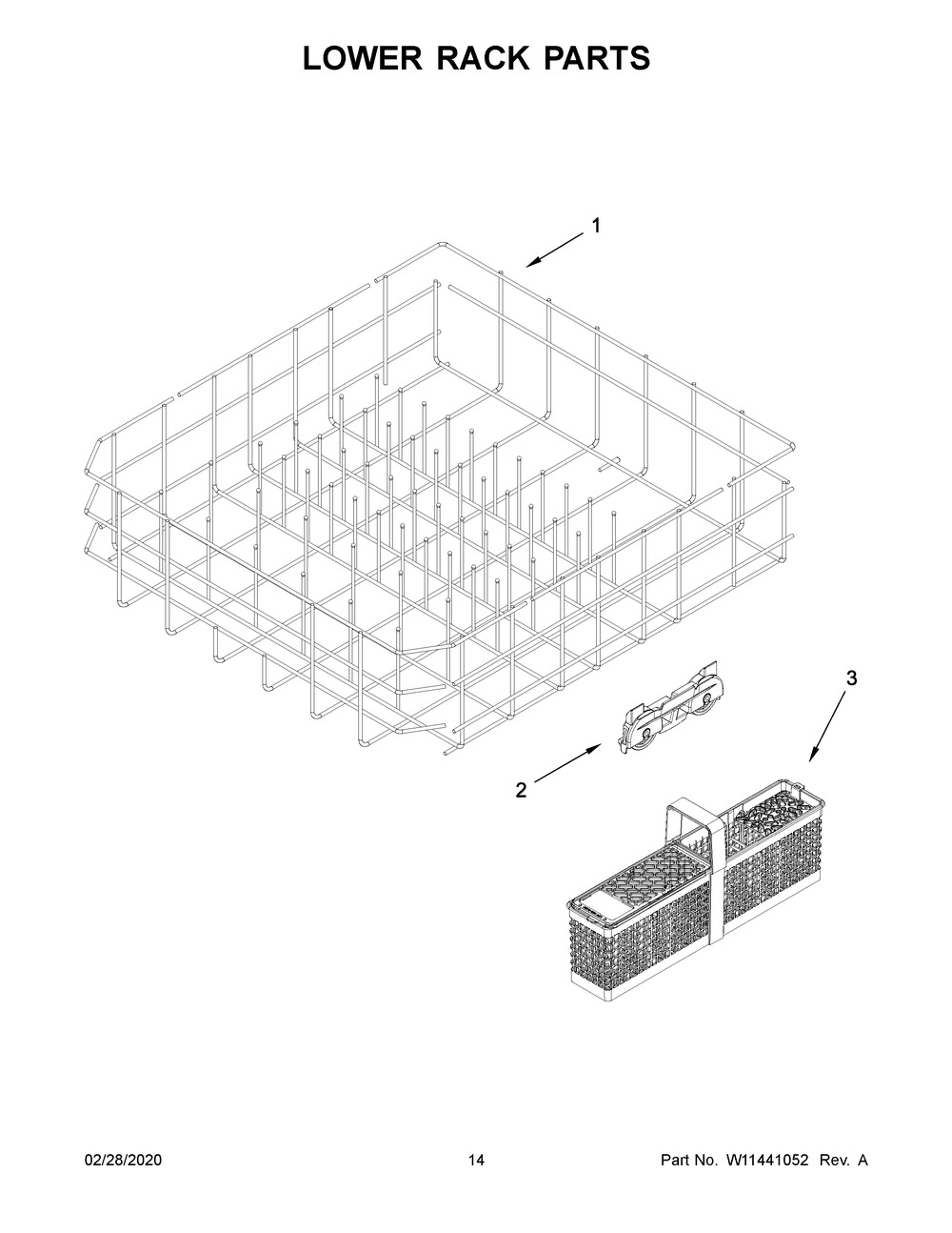 Lower Rack Parts Diagram and Parts List for MDB9959SKZ0  Maytag Dishwasher