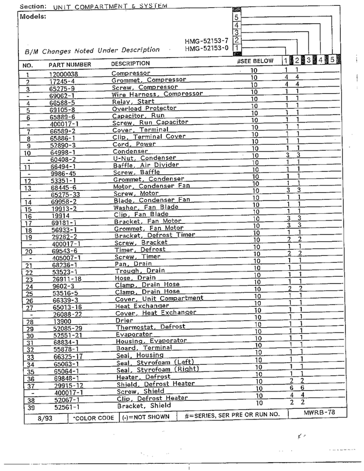 Unit Compartment And System Page 2 Diagram and Parts List for 52153-0A  Admiral Refrigerator