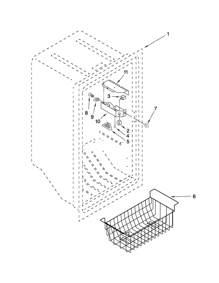 Liner Parts Diagram and Parts List for AQU2003TRW03  Amana Freezer