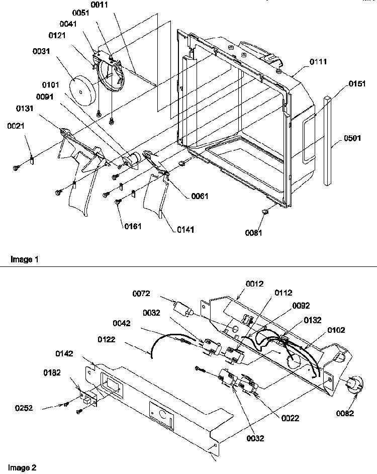 Ice & Water Cavity And Electrical Bracket Assy Diagram and Parts List for SCD25TBL-P1190428WL  Amana Refrigerator