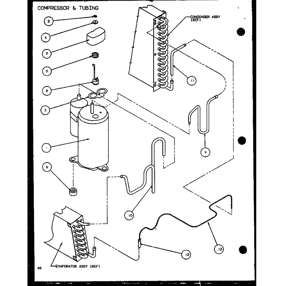Compressor & Tubing 3 Diagram and Parts List for PTC12400EC P9872415R Amana Air Conditioner