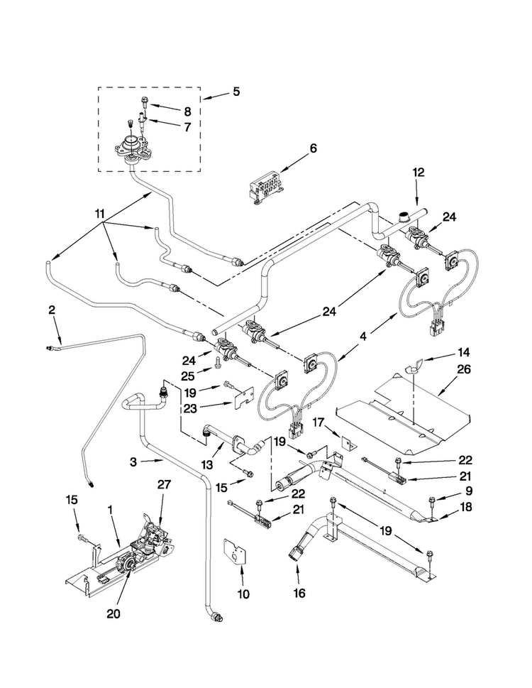 Manifold Parts Diagram and Parts List for JGS8850CDS01  Jenn-Air Range