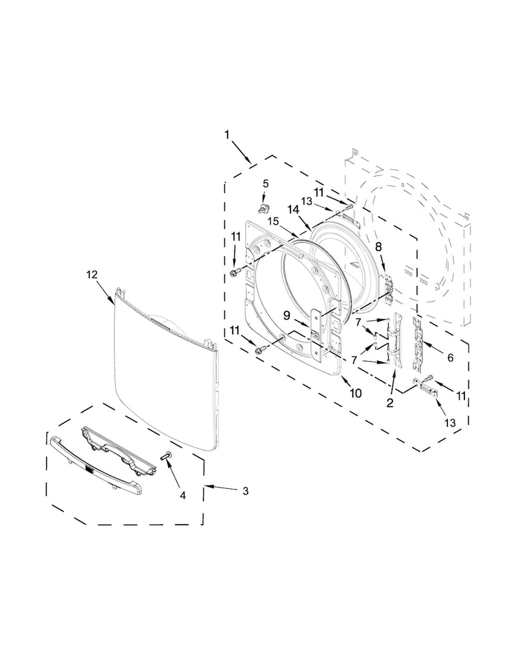 Door Parts Diagram and Parts List for MGD3500FW0  Maytag Dryer