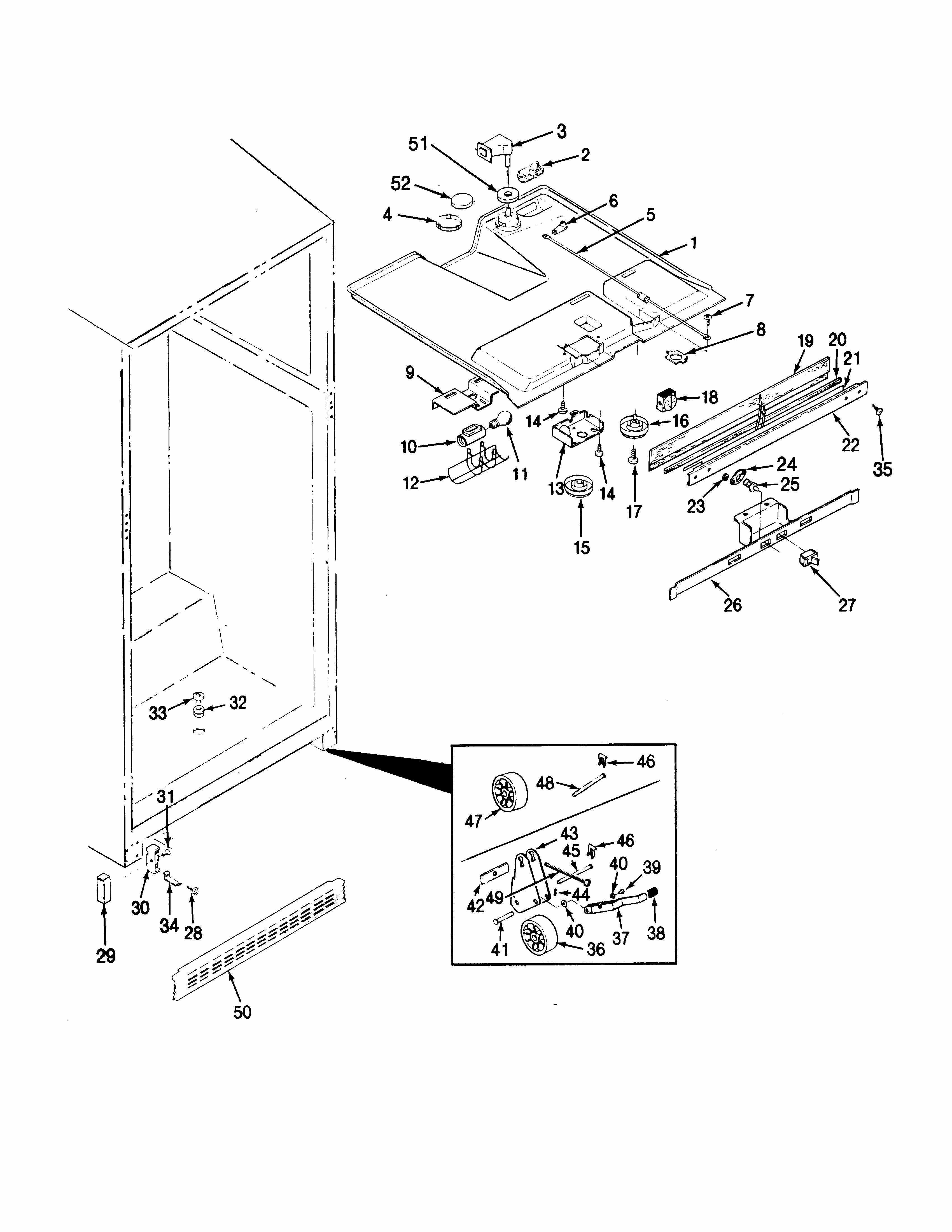 Fresh Food Compartment Diagram and Parts List for RTD17A-AH31D  Maytag Refrigerator