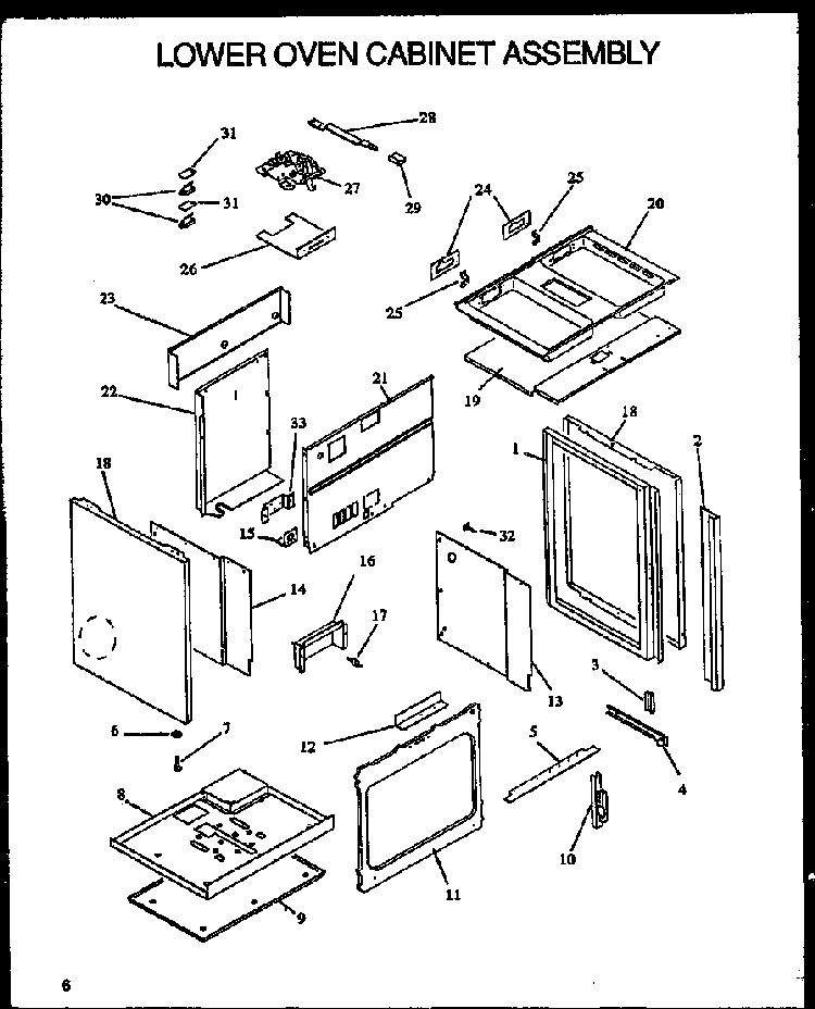 Lower Oven Cabinet Assembly Diagram and Parts List for XST209-2W P1133345NW Amana Range