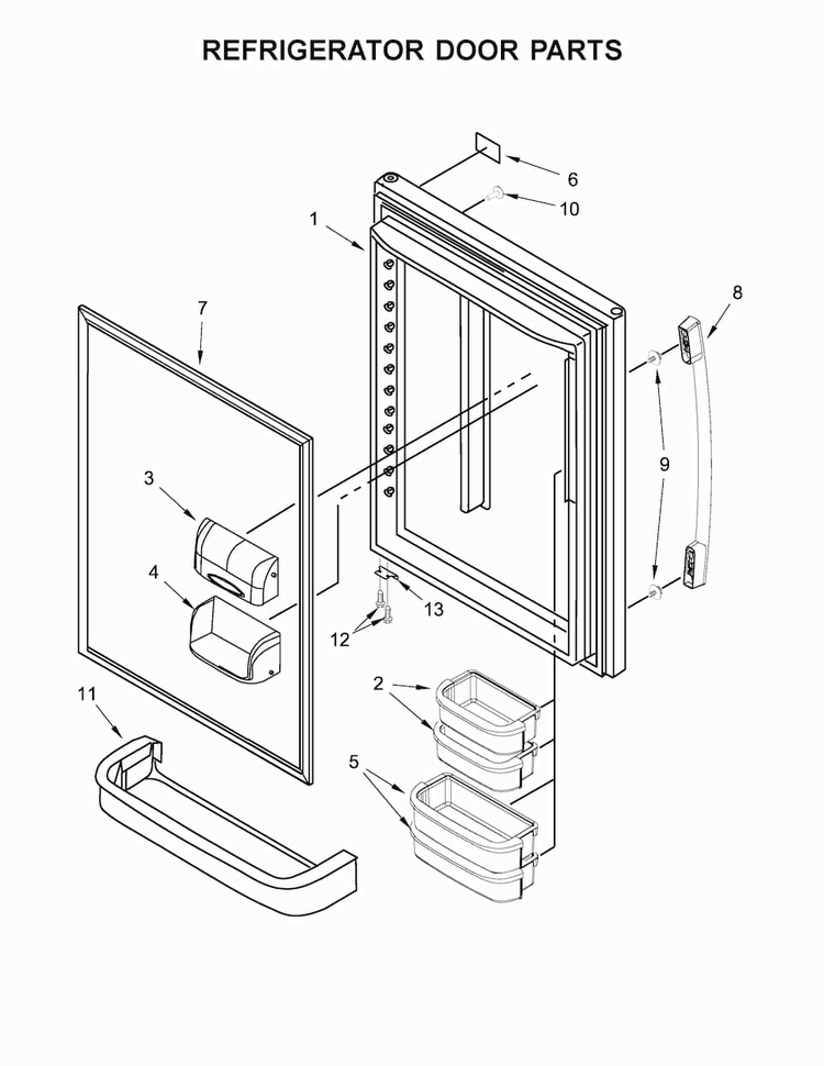 Refrigerator Door Parts Diagram and Parts List for ABB1921BRM00  Amana Refrigerator