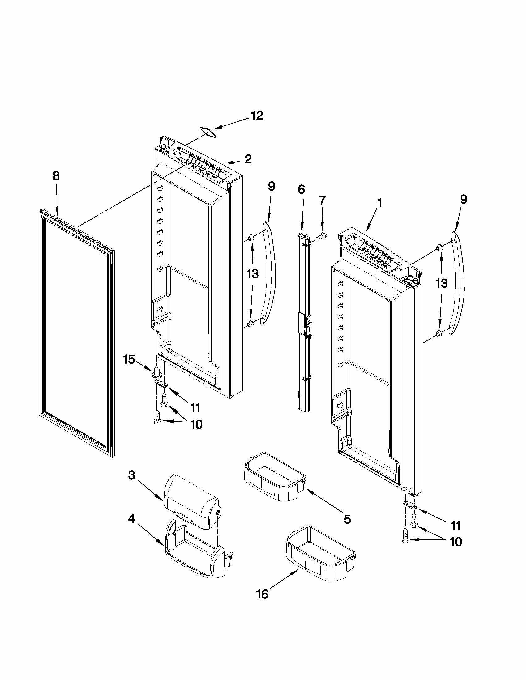 Refrigerator Door Parts Diagram and Parts List for G32026PEKW5  Maytag Refrigerator