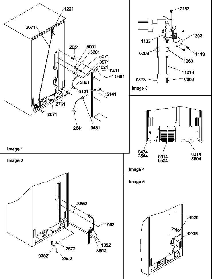 Cabinet Back Diagram and Parts List for SGD521SW-P1197103WW  Amana Refrigerator