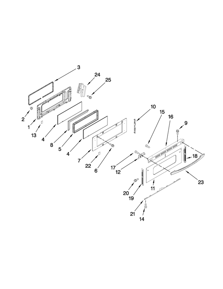 Upper Door Parts Diagram and Parts List for MGR6875ADW28  Maytag Range