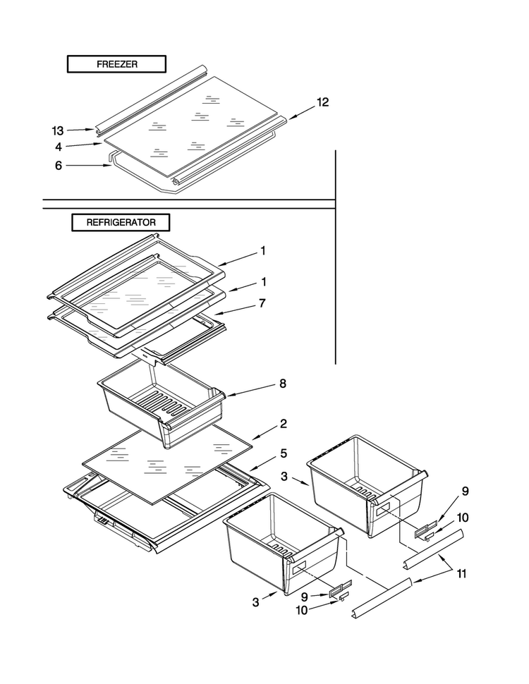 Shelf Parts Diagram and Parts List for MTN1854VRB01  Maytag Refrigerator