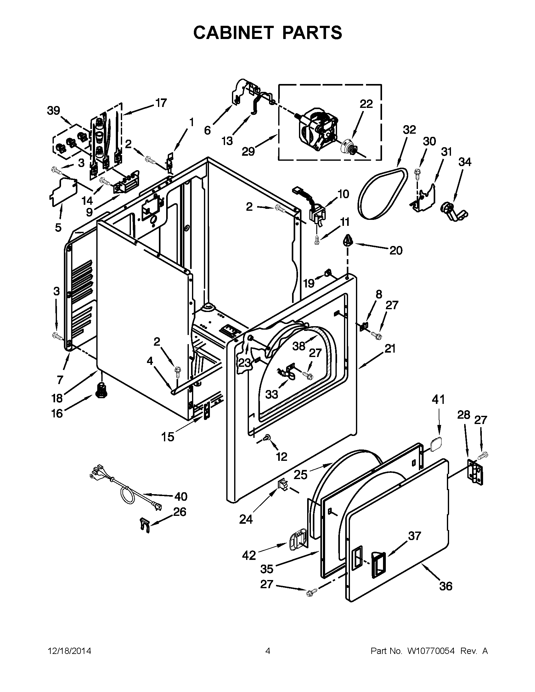 03 - CABINET PARTS Diagram and Parts List for YNED4655EW0  Maytag Dryer