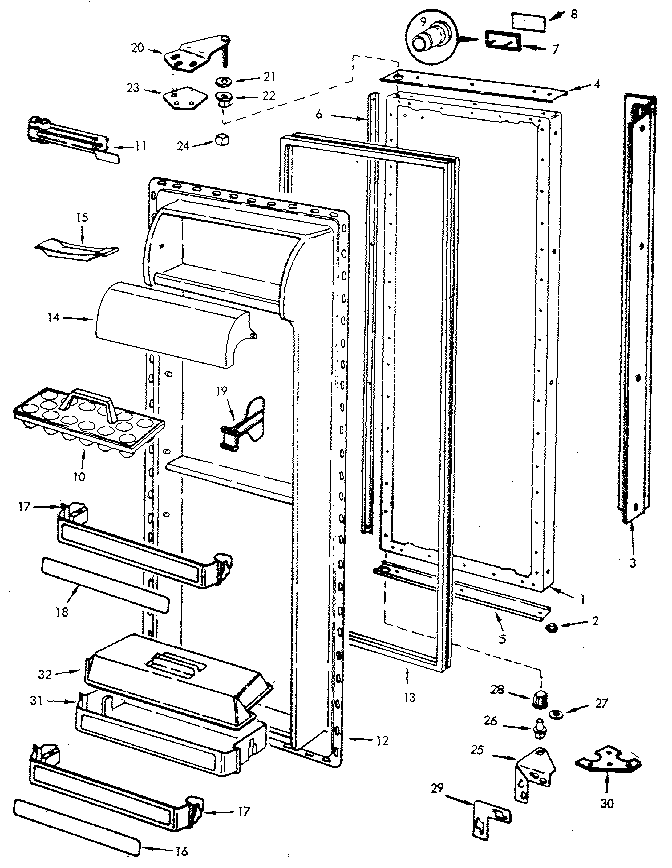 Fresh Food Door Diagram and Parts List for JRSDX244B-M7N15A  Jenn-Air Refrigerator