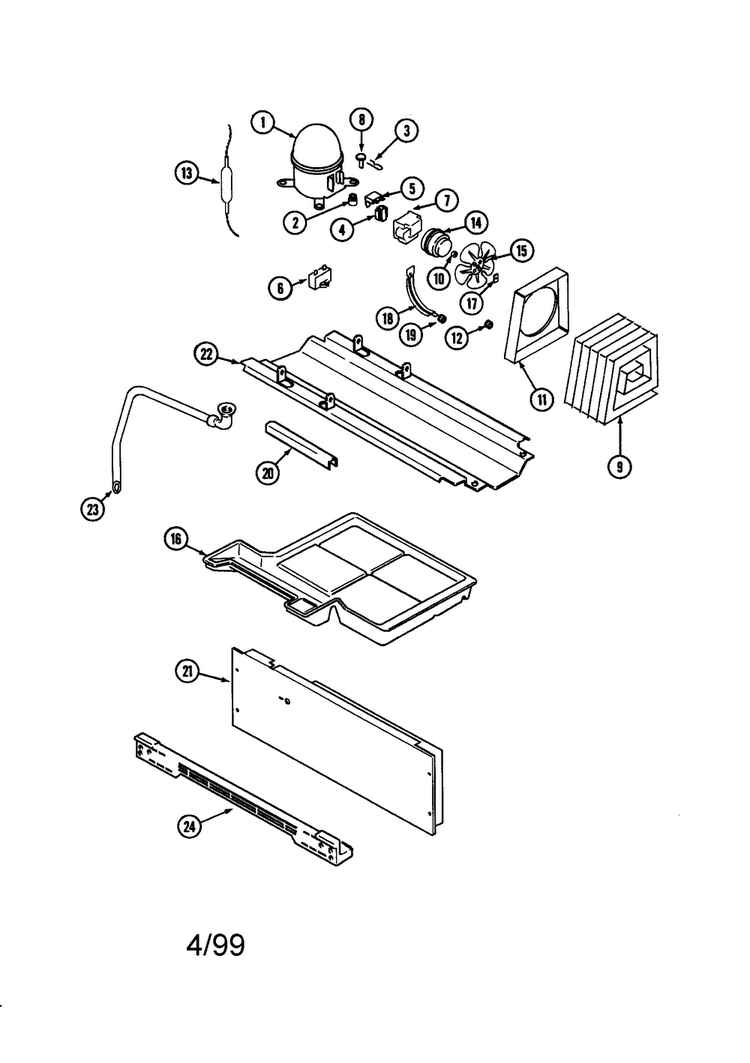 Compressor Diagram and Parts List for JCD2289AER  Jenn-Air Refrigerator