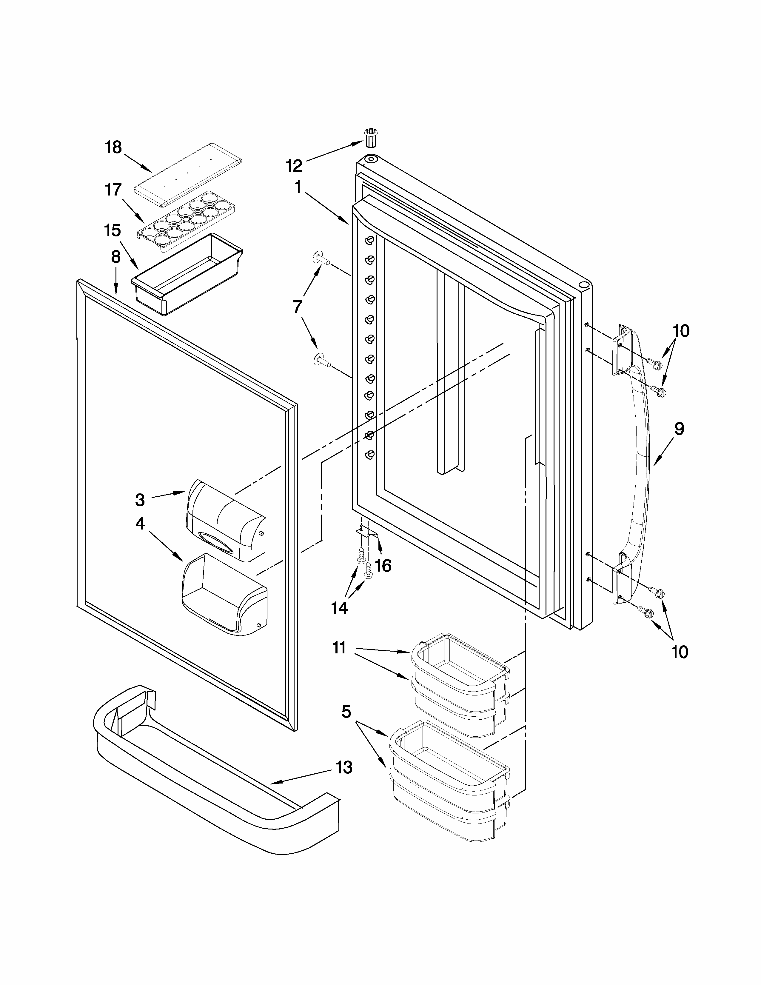 Refrigerator Door Parts Diagram and Parts List for GB5525PEAW3  Maytag Refrigerator