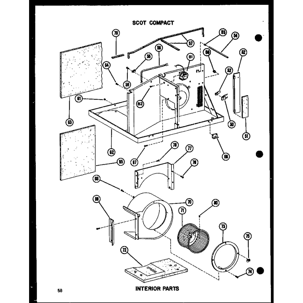 Interior Parts 1 Diagram and Parts List for 109-2J P54390-83R Amana Air Conditioner