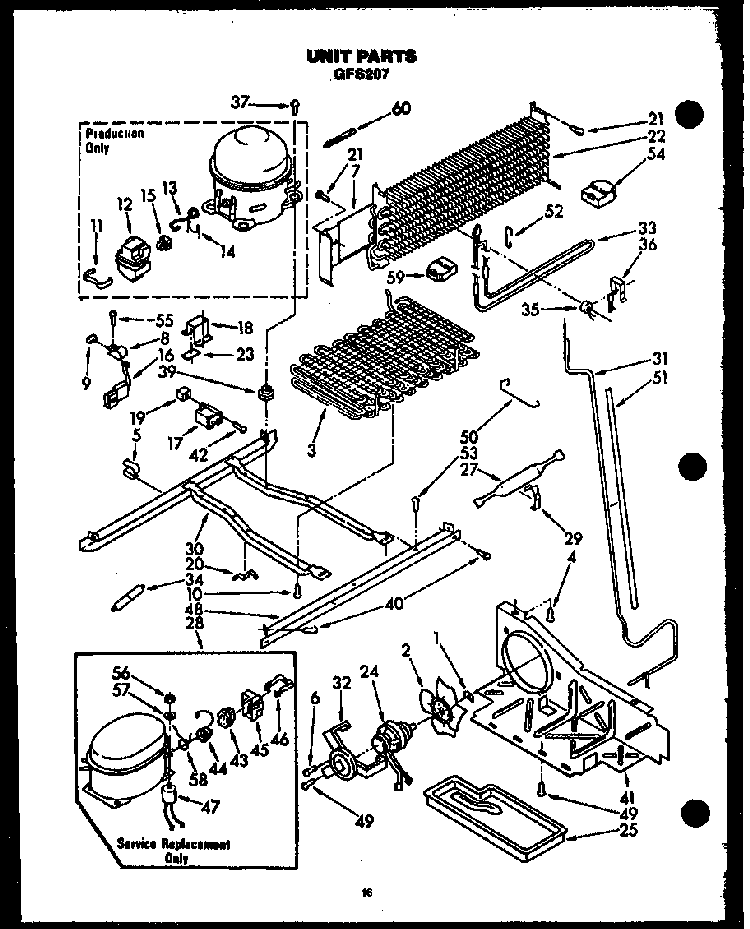 Unit Parts Diagram and Parts List for GFS207-MN02  Amana Refrigerator