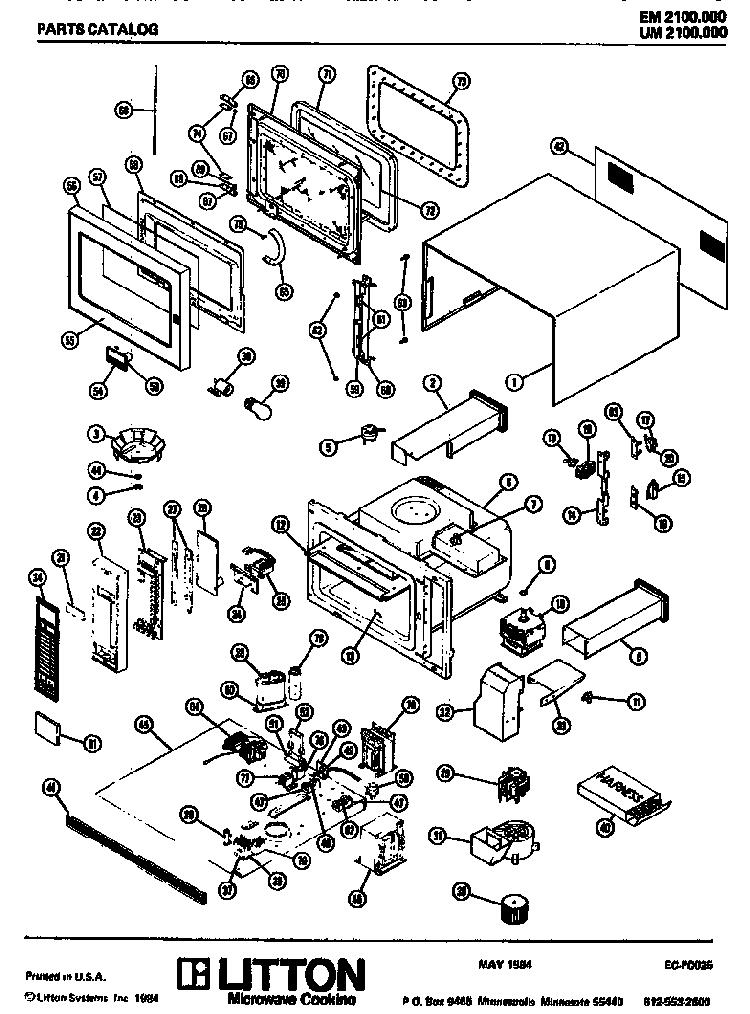 Replacement Parts Diagram and Parts List for UM2100000  Amana Microwave