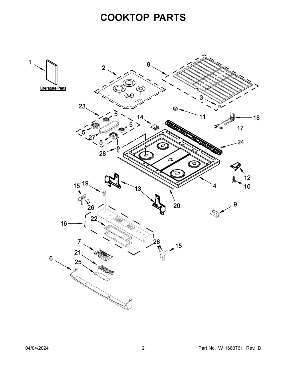 Cooktop Parts Diagram and Parts List for MGS8800PZ0  Maytag Range