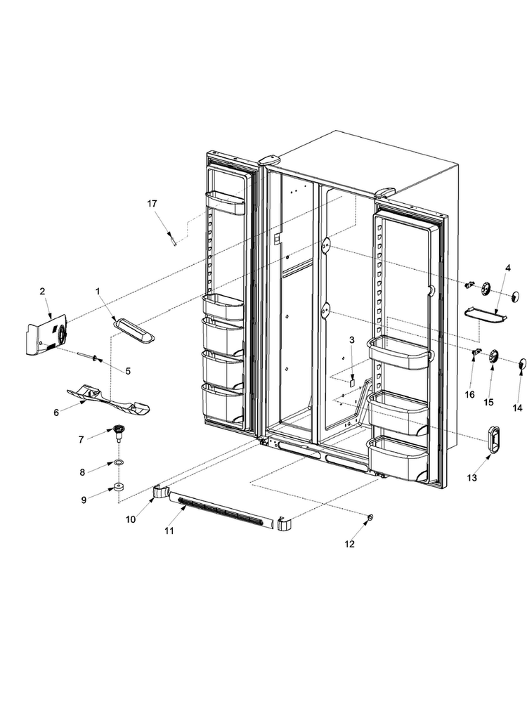 Light Covers And Toe Grille Diagram and Parts List for XRSS287BB0  Amana Refrigerator