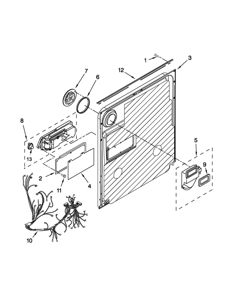 Inner Door Parts Diagram and Parts List for MDB6769PAB2  Maytag Dishwasher