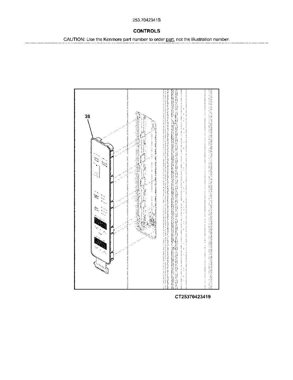 Controls Diagram and Parts List for 2537042341B  Kenmore Refrigerator