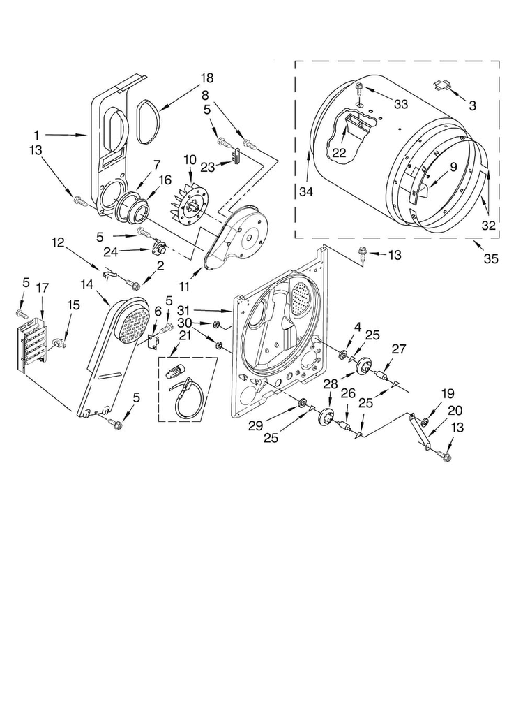 Bulkhead Parts, Optional Parts Diagram and Parts List for AED4475TQ1  Admiral Dryer