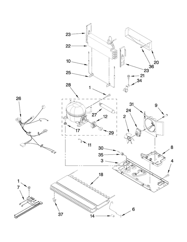 Unit Parts Diagram and Parts List for MBF2258XEB3  Maytag Refrigerator