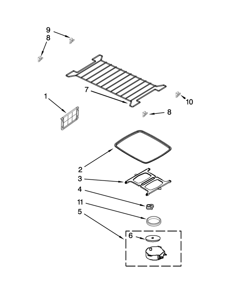 Turntable Parts Diagram and Parts List for MMV5219DE1  Maytag Microwave