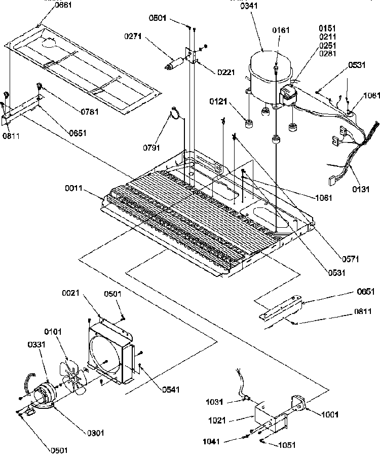Machine Compartment Diagram and Parts List for SRD327S3L-P1307104WL  Amana Refrigerator