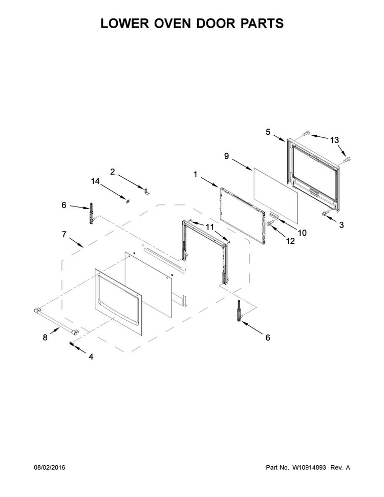 Lower Oven Door Parts Diagram and Parts List for MEW9627FZ01  Maytag Wall Oven