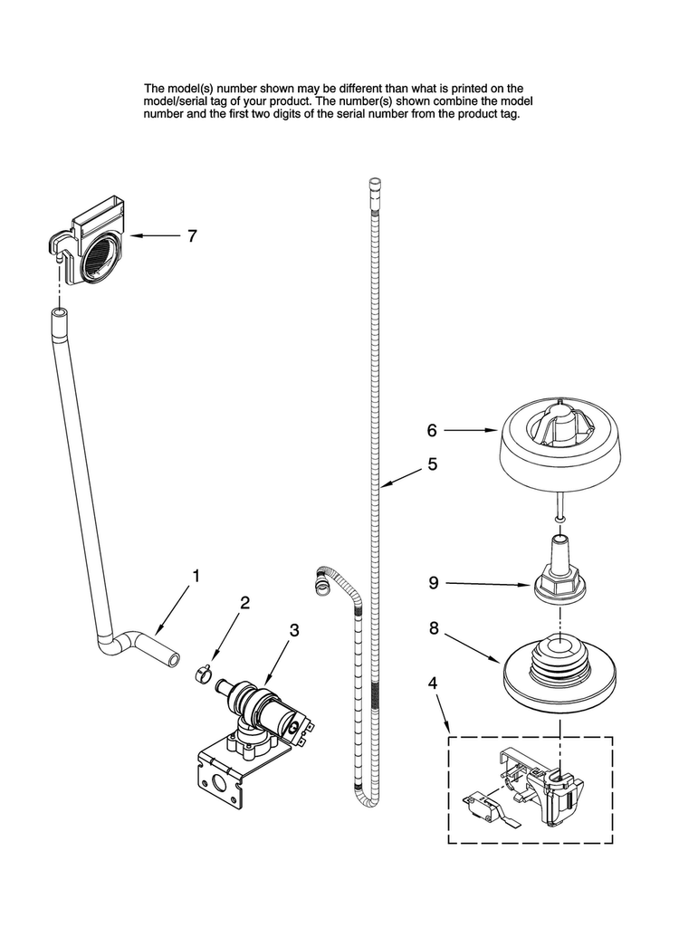 Fill And Overfill Parts Diagram and Parts List for ADB3500AWS1  Amana Dishwasher