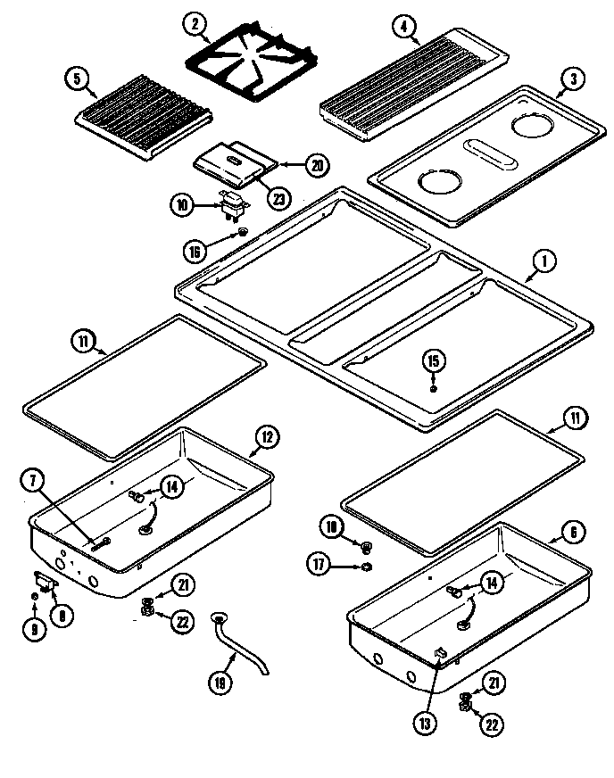Top Assembly Diagram and Parts List for SVD8310SD  Jenn-Air Range