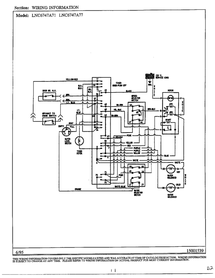 Wiring Information Diagram and Parts List for 6747A77  Norge Washer