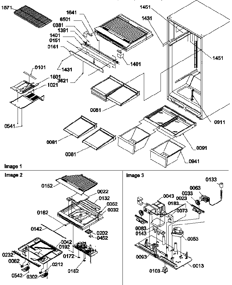 Interior Cabinet And Drain Block Assembly Diagram and Parts List for TG18V1W-P1194606WW  Amana Refrigerator