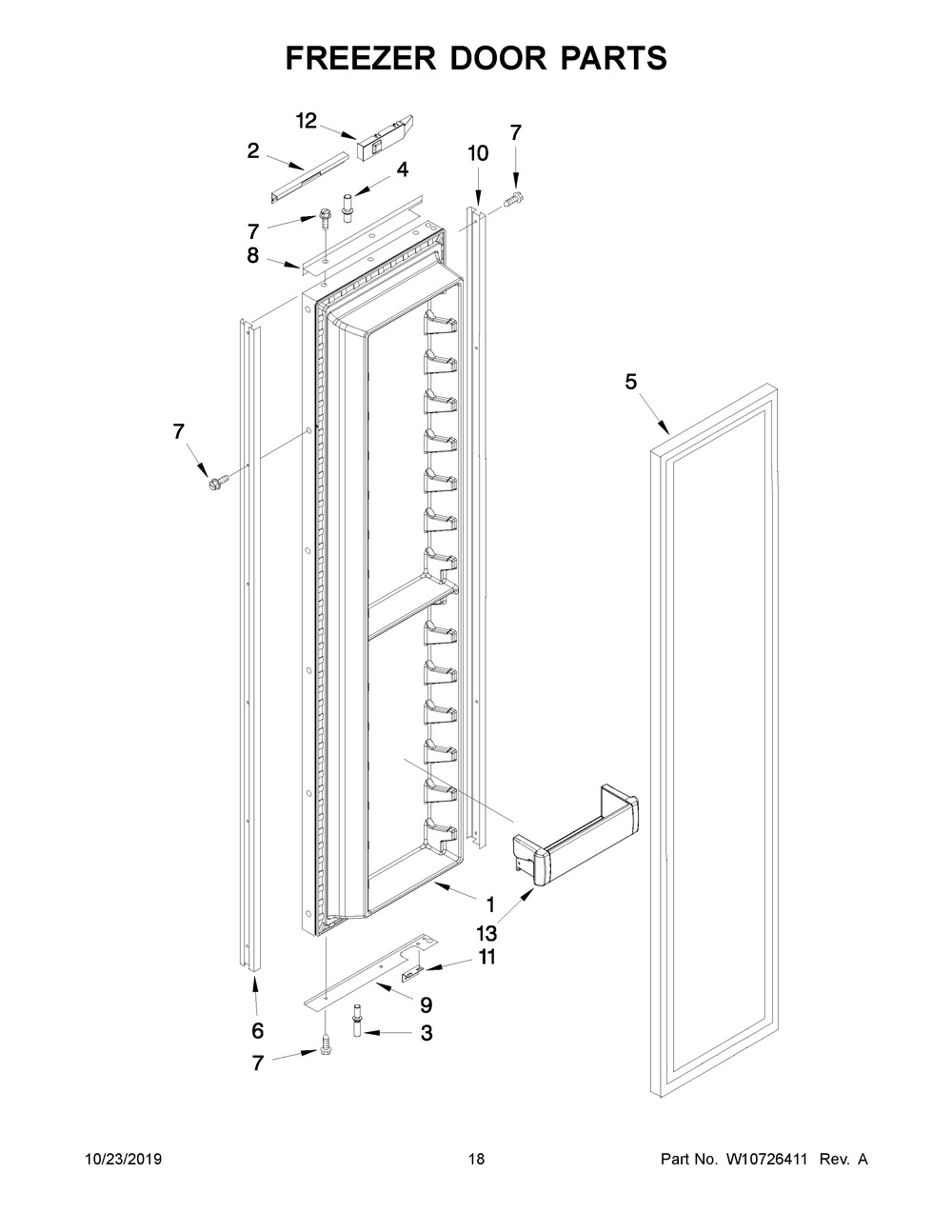 Freezer Door Parts Diagram and Parts List for JS48NXFXDW10  Maytag Refrigerator