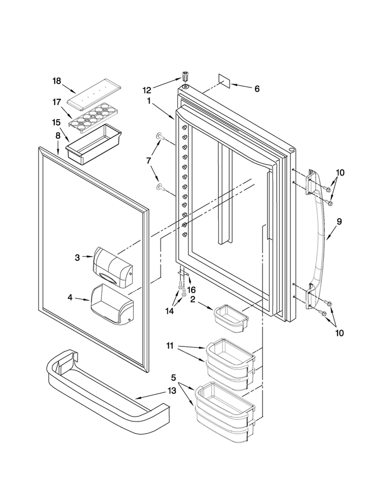 Refrigerator Door Parts Diagram and Parts List for AB1924PEKS7  Amana Refrigerator
