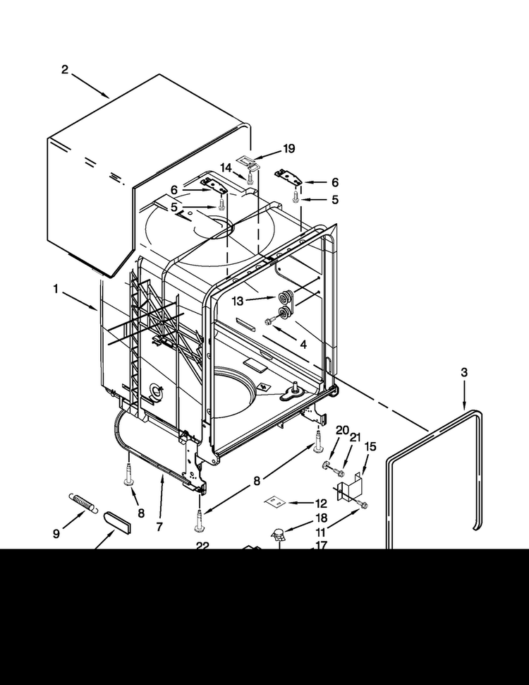 Tub And Frame Parts Diagram and Parts List for MDB4709PAB2  Maytag Dishwasher