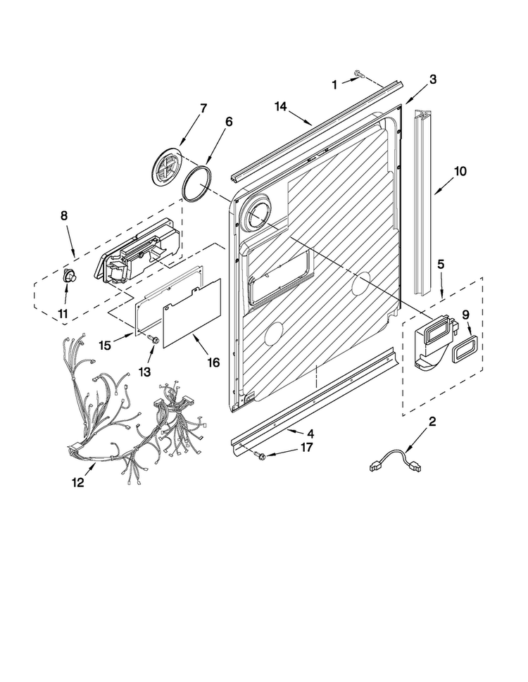 Door And Latch Parts Diagram and Parts List for MDB7809AWW2  Maytag Dishwasher