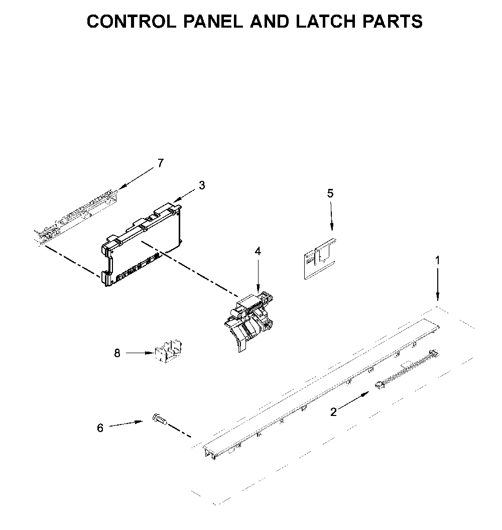 Control panel and latch parts Diagram and Parts List for MDB7959SHZ1  Maytag Dishwasher