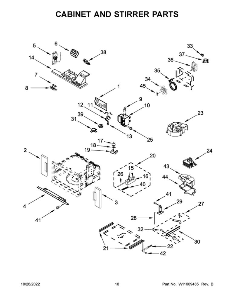 Cabinet And Stirrer Parts 2 Diagram and Parts List for JMW2427LM00  Maytag Microwave Oven Combo