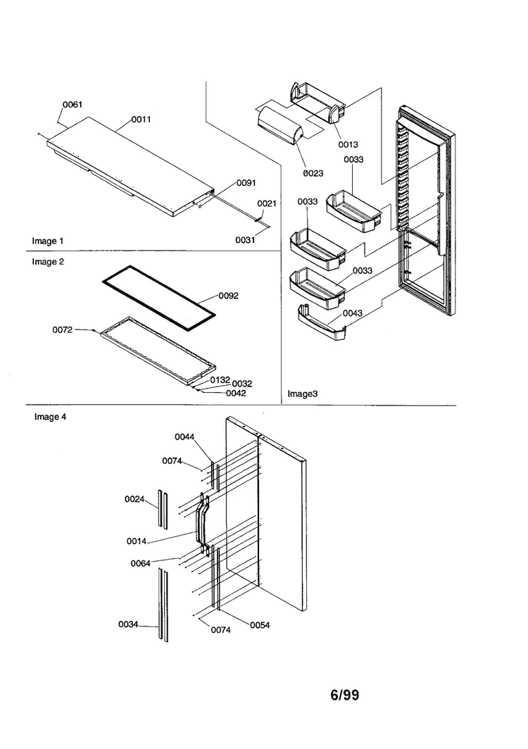 Refrigerator Door/trim/handles Diagram and Parts List for SXD23VL-P1315301WL  Amana Refrigerator