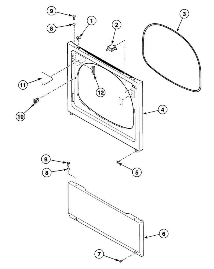 Front Panel Diagram and Parts List for SDE907QF1500  Speed Queen Dryer