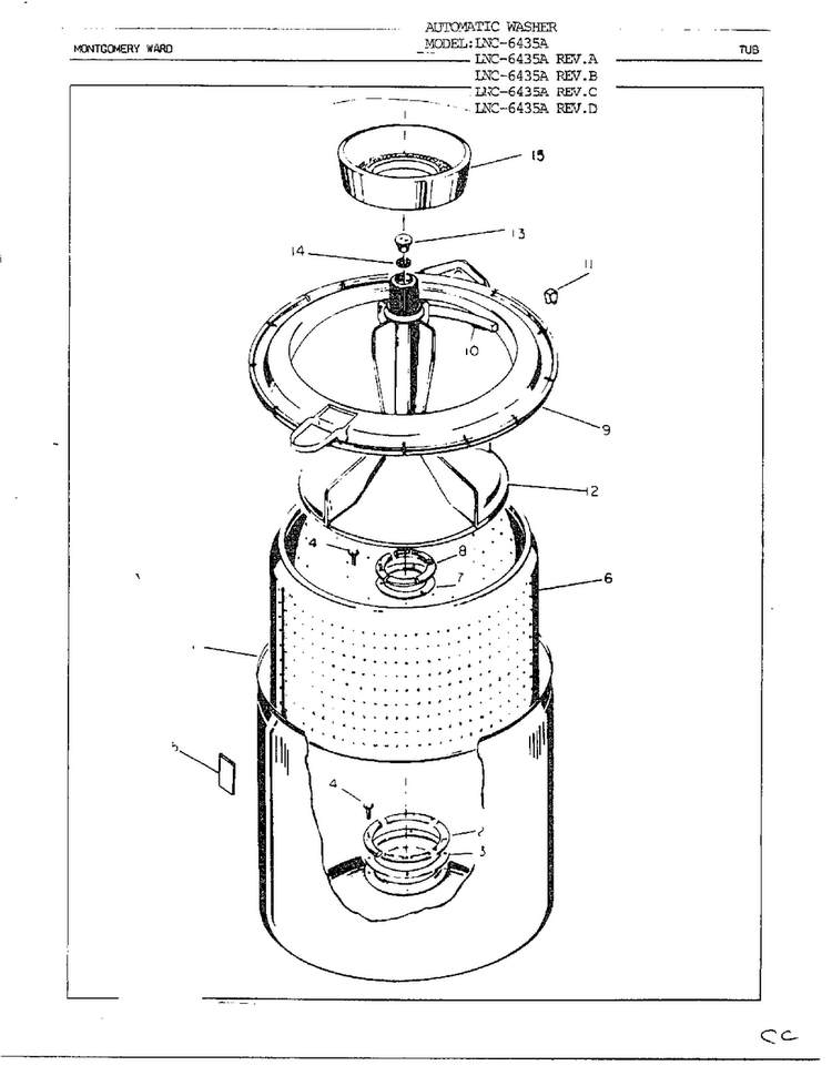 Tub Diagram and Parts List for 6435A  Norge Washer