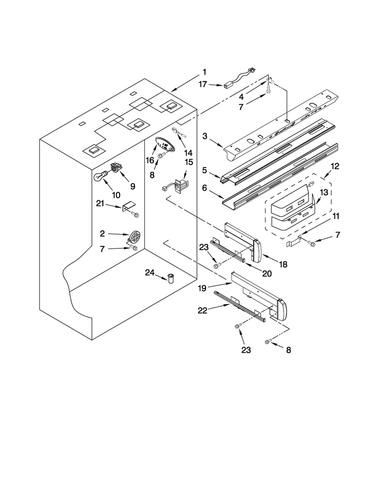Refrigerator Liner Parts Diagram and Parts List for JB36NXFXRW00  Jenn-Air Refrigerator